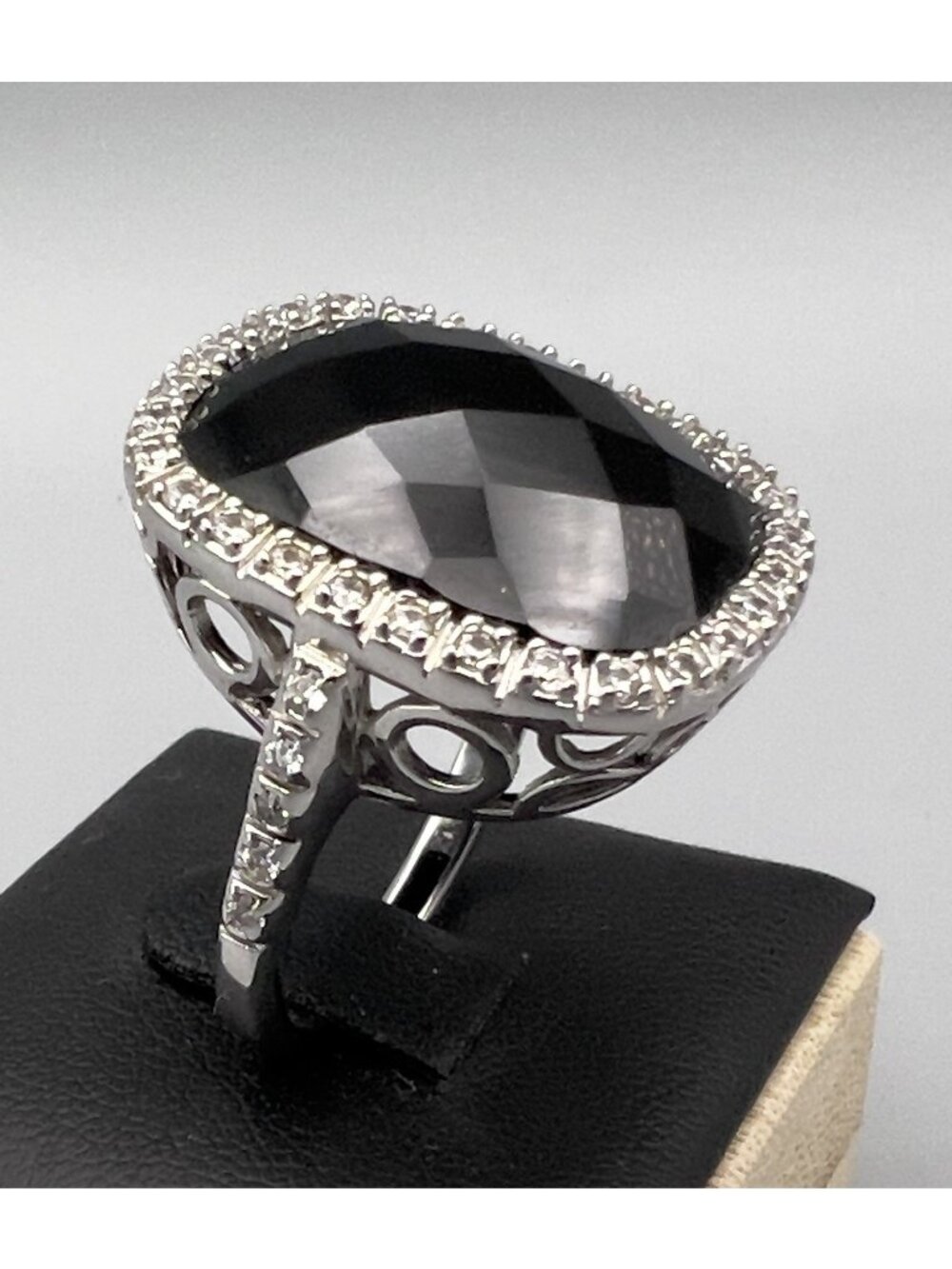 J. ESPOSITO 925 Sterling Silver Black Spinel & C Z Ring Size 9.5